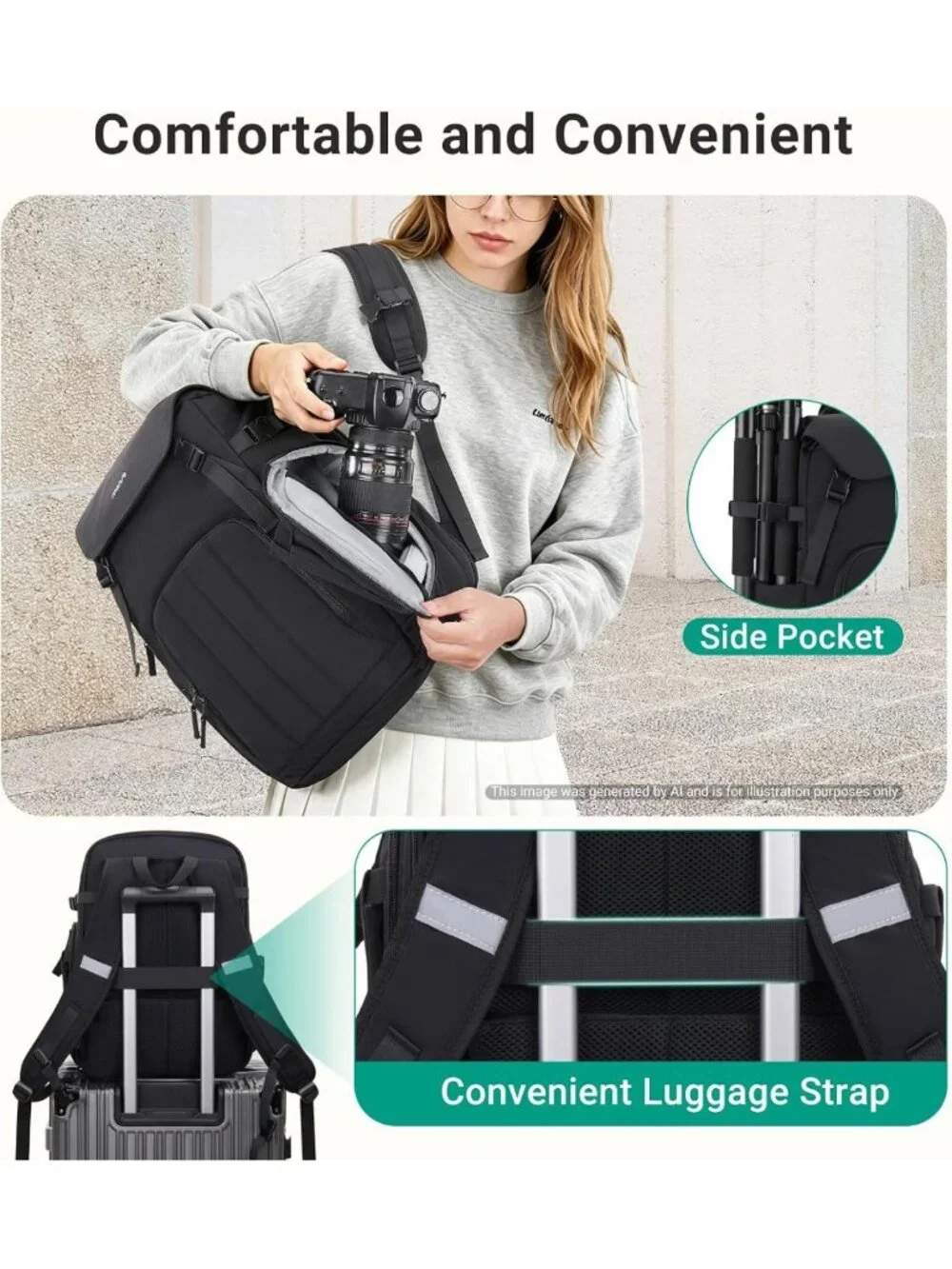 Versatile DSLR/Mirrorless Camera Backpack with Laptop Compartment & Rain Cover